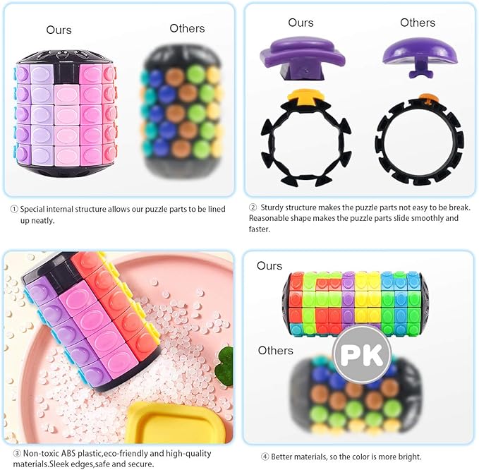 R.Y.TOYS Rotate and Slide Puzzle-Design Patent,Fidget Toys(Restore/Create)-8 Colors,15 Layers-Detach Piece for Quick Play,Brain Teaser,Sensory Toys,Stocking Stuffers,Easter Basket Stuffer Essentials