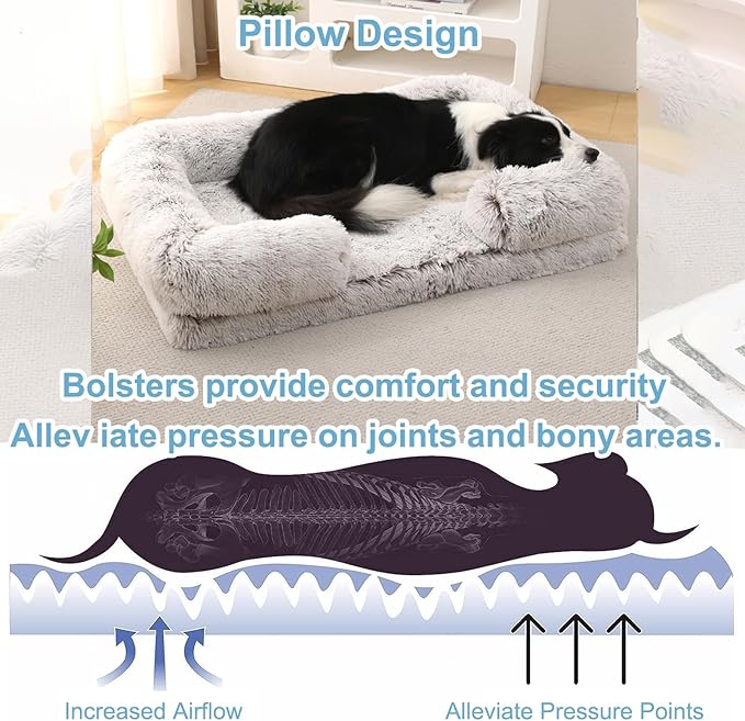 Dog Beds Large Sized dog Orthopedic, Sofa Dog Bed with Waterproof Lining and Nonskid Bottom, Rectangle Washable Dog Bed for Medium Small Dogs and Cats Comfortable ( Color : Brown , Size : 51 x 35" )
