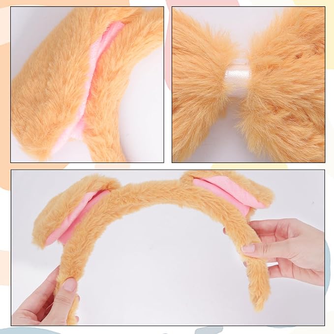 Fumwase Puppy Costume Set Dog Ears Headband Nose Bow Tie Tail Animal Cosplay Party Halloween Costume Accessoies