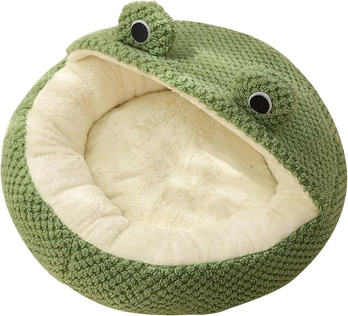 Naisicore Plush Frog Donut Cat & Dog Bed, 40cm/15.7inch, Winter Warm, Soft Detachable, Small Dogs & Cats (Style 2)