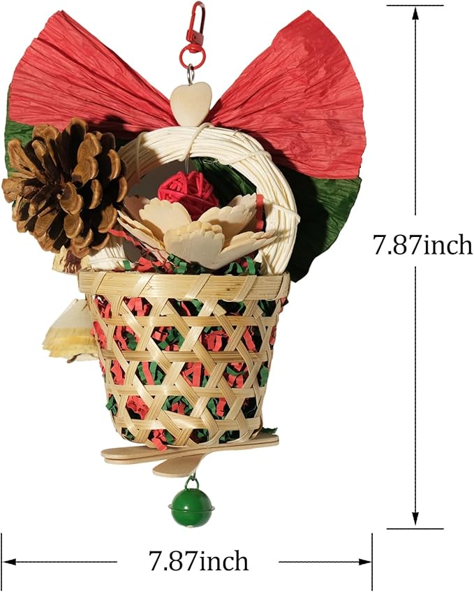 Bird Toys Foraging Shredder Hanging Toys Rope Perch with Bell Parakeet Toy Parrot Swing Climbing Standing Toys Bird Cage Accessories for Conure Cockatiel Budgies Lovebird