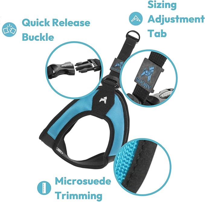 Gooby Escape Free Easy Fit Harness - Red, Medium - No Pull Step-in Patented Small Dog Harness with Quick Release Buckle - Perfect On The Go No Pull Harness for Small Dogs or Medium Dog Harness