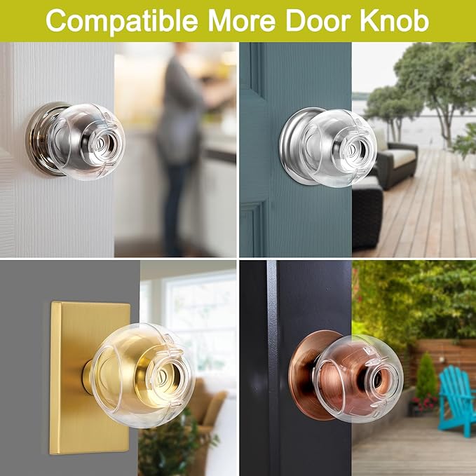Clear Door Knob Cover Door Knob Safety Cover for Kids (6 Pack) Child Proof Door Knob Covers Fit Most Color Door Knobs Baby Proof Door Knob Cover Easy Adult Grip Toddler Door Knob Cover 2.7 X 2.3 Inch