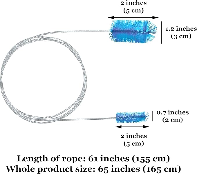 SunGrow Aquarium Filter Brush, 61" Stainless Steel Spring Long Flexible Tube, Pipe Brush for Hose, U-Shape and Bent Pipes, Double-Ended Pipe Cleaner Brush for Aquarium, Fish Tank or Household Use