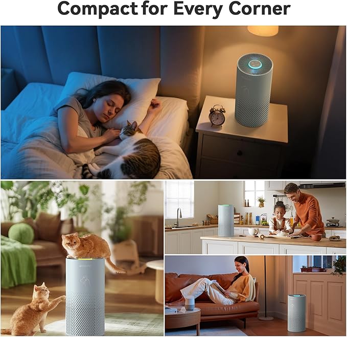 Afloia Air Purifier for Bedroom and Pets Home up to 1780 Ft², 5-in-1 HEPA Filter Air Cleaner with Washable Pre-Filter, Removes Pet Hair, Odors, Dander & Allergies, 22dB Quiet Sleep Mode (Kilo Pet)