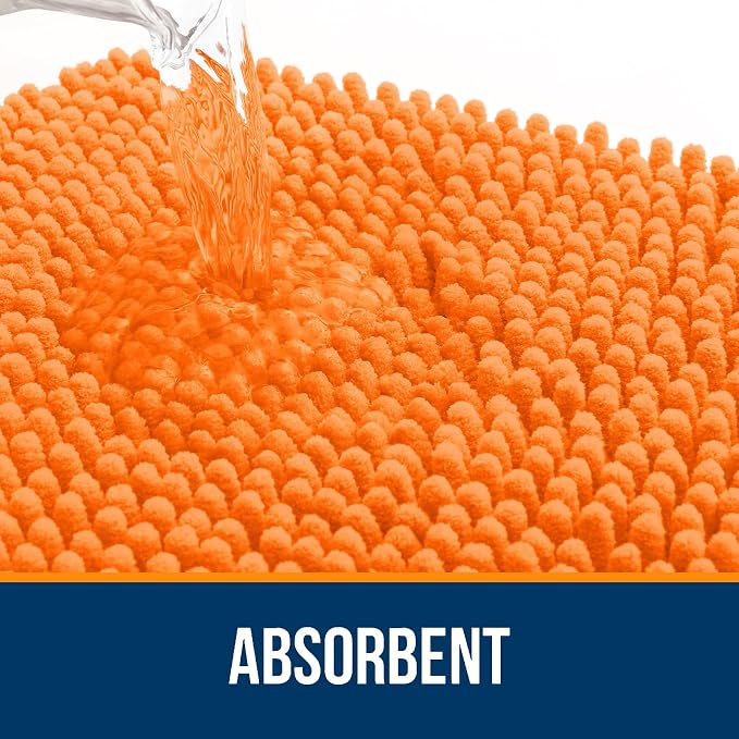 OLANLY Toilet Rugs U-Shaped 24x24, Extra Soft Absorbent Chenille Contour