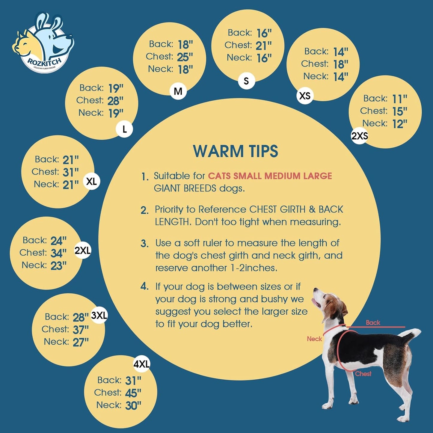 ROZKITCH Large Dog Fleece Pajamas, Pet Windproof Warm Cold Weather Jacket Vest with Luminous Zipper, Jumpsuit Apparel Outfit Clothes for Small Medium Large Dog Shark XL