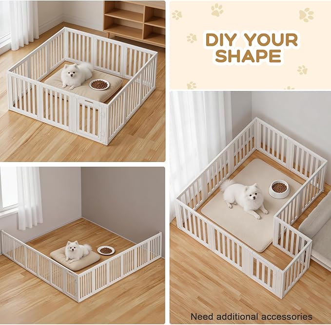 Clear Dog Play Pen,Pet Playpen with Door,Easy to Clean and Install Puppy pens for Both Indoor and Outdoor use (White, 23.6 inch Height, 12 Panels)
