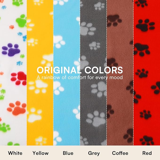 LINENLUX Cute Dog Blanket for Small Medium Dogs 6-Pack Soft Stretchy Fleece Blankets for Pet Cat Puppy Warm Wrinkle-Resistant Throw for Couch Bed Outdoor White 31x24 inch (Pack of 6)