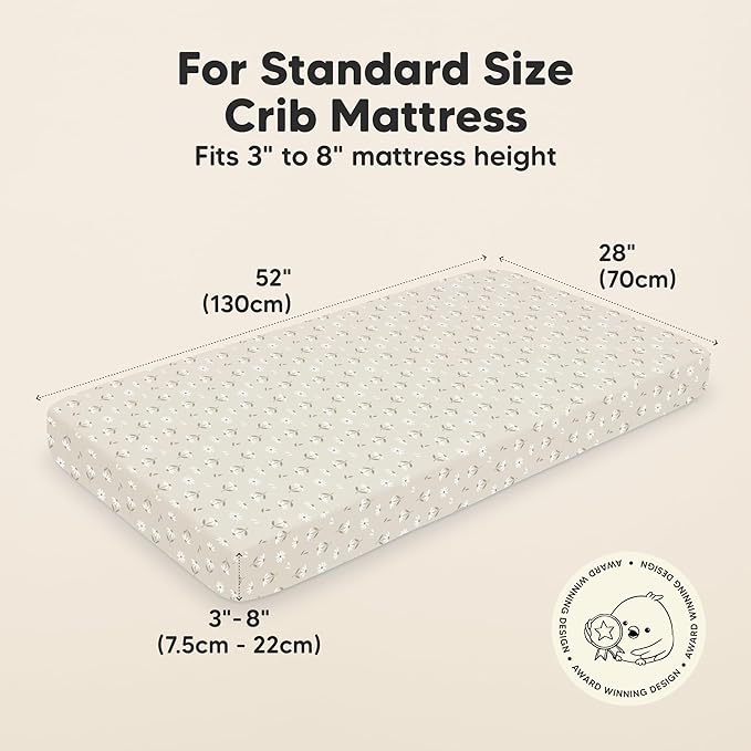 KeaBabies 2-Pack Organic Crib Sheets for Boys, Girls - 52x28 Fitted Crib Mattress Sheet Neutral, Breathable Jersey Cotton Cover for Baby Bed, Toddler Mattress, Soft & Cute Prints (Daisies)