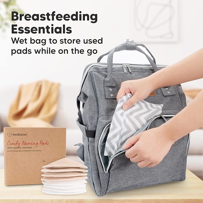Organic Nursing Pads - 8 Washable Viscose Derived from Bamboo Breastfeeding Pads, Wash Bag, Reusable Breast Pads for Breastfeeding, Nipple Pads for Breastfeeding Essentials(Bare Beige, L 4.8")