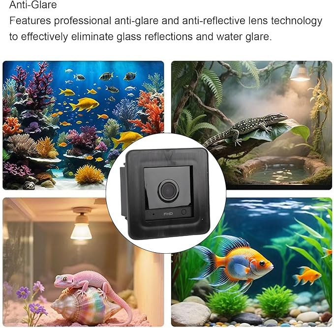 GOWENIC Reptile & Aquarium Camera, 2K Anti Glare Fish Tank & Terrarium Camera with Night Vision, AI Motion Detection,140 Ultra Wide Angle,2.4G WiFi, for Fish,Lizard, Reptile Pet