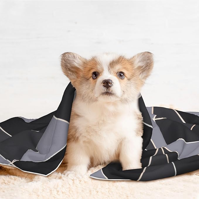 Black Grey Throw Blanket - Striped Blanket for Dog Cat Pet Blankets 23x16 for Couch Sofa Bed