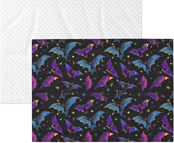 Two Sided Plush Pet Blanket for Warmth Comfort, Halloween Cool Bats, Reversible Throw with Cozy Nubby Side for Chilly Nights Napping Spots Around House