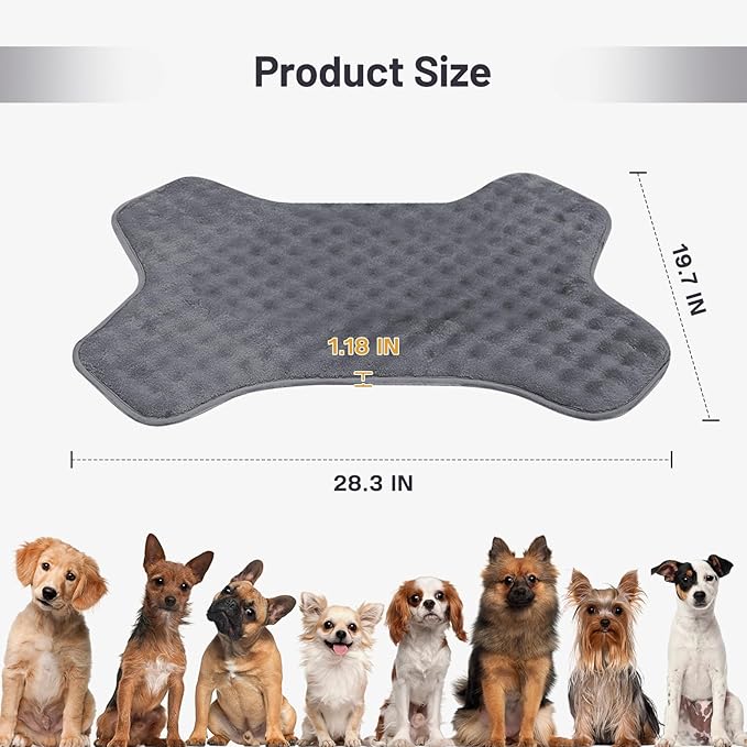 Dog Bed Mat, Soft Foam Dog Crate Pad for Small Medium Dogs, Stylish Bone-Shaped, Anti Slip & Washable Pet Floor Mat Puppy Bed for Crates, Kennel