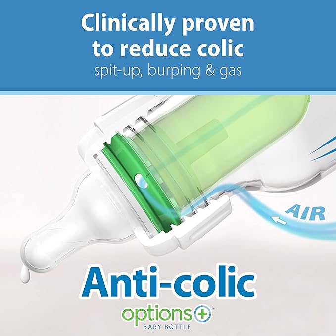 Dr. Brown's Natural Flow® Anti-Colic Options+™ Narrow Bottle to Sippy Gift Set with Soft Silicone Sippy Spout, Removable Silicone Handles, Travel Cap and Bottle Brush