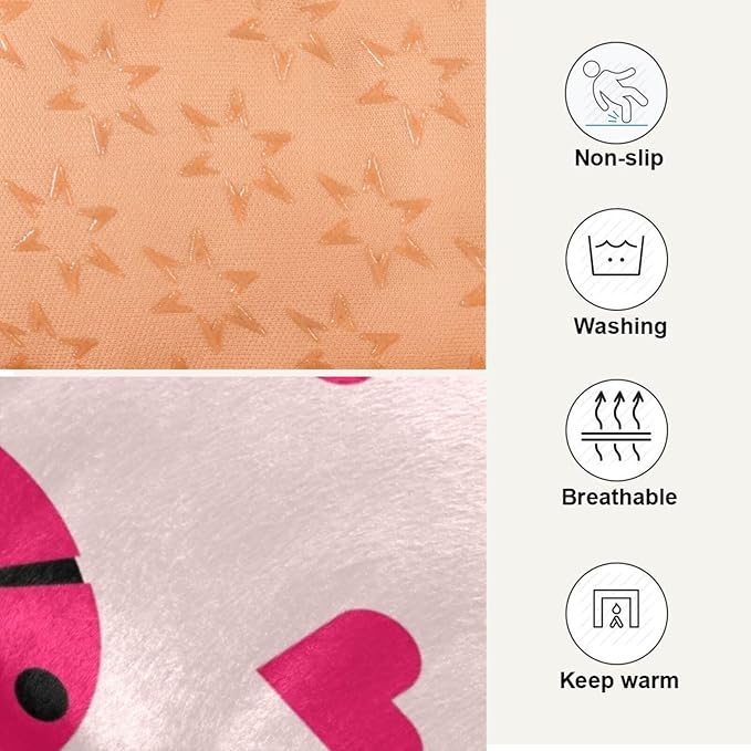 Pet Bed Ladybug Hearts Dog Bed Mat Absorbing Non Slip Pad Pet Sleeping Mat for Small, Medium, and Large Dogs Puppy Cat 36 in x 24 in