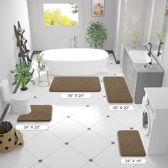 OLANLY Bathroom Runner Rugs 47x20, Extra Soft Absorbent Chenille Bath Rugs