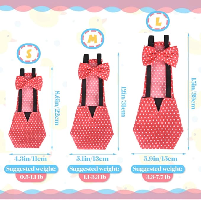 6 Pcs Chicken Diapers for Hens Rooster Ducks Reusable Washable Duck Diapers with Bow Tie for Ducklings Hens Goose Poultry Adjustable Clothes for Hen Rooster Chicken(Classic,M)