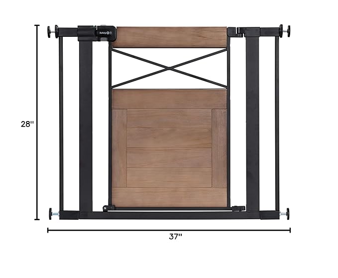 Safety 1st Adjustable Baby Gate for Doorways, Modern Farmhouse Style Gates for Pets, Toddlers, Babies, Children, Wood