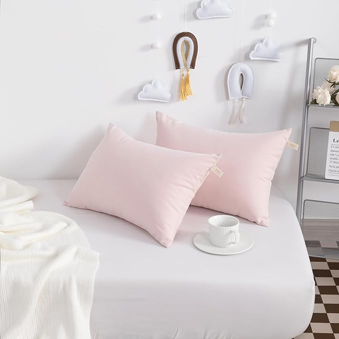 NTBAY Tiny Pillows, Down Alternative 7"x11" Microfiber Mini Pillows for Travel, Pets, Soft Machine Washable Small Pillows for Neck, Wrist, Lumbar and Knee, Pink