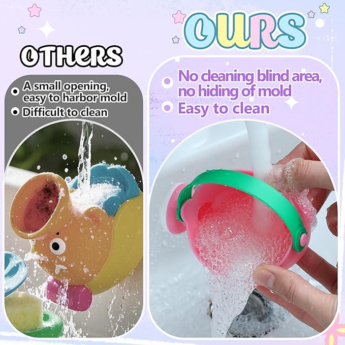 Small Soft Bath Toys for Toddlers 1-3 - Super Easy to Clean Water Table Toys Baby Tub Swimming Pool Toy Fun Tactile Training Newborn Gifts, 3Packs (Pink)