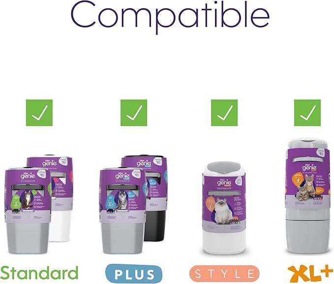 Litter Genie Refill Bags | Jumbo,56 Total ft | Up to 8 Months of Supply in 2 cartridges-| Ultimate Odor Control Cat Litter Bags,2 Count (Pack of 3)