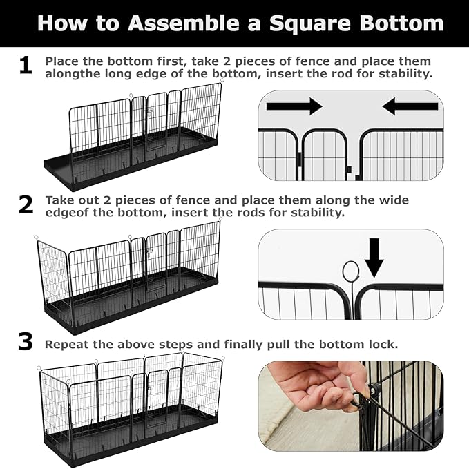 PJYuCien Rectangle Dog Playpen Pad - 32"x96" Size, Fits 8 Panels, 600D Oxford Cloth, Waterproof (Bottom Pad Only)