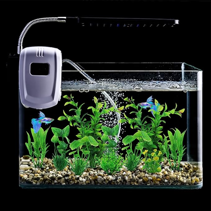 PietyPet Fish Tank Accessories Green Plants, 10pcs Green Fish Tank Decorations, Aquarium Decor Plastic Plants