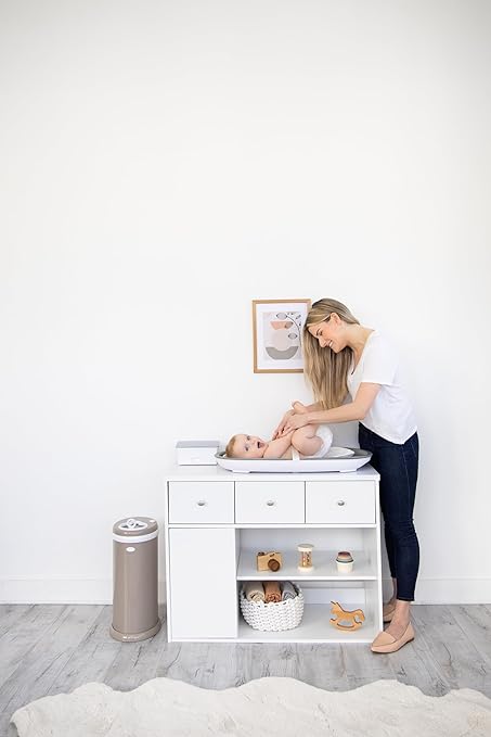 Ubbi Stainless Steel Diaper Pail, Odor Locking, No Special Bag Required, Award-Winning, Registry Must-Have, Taupe