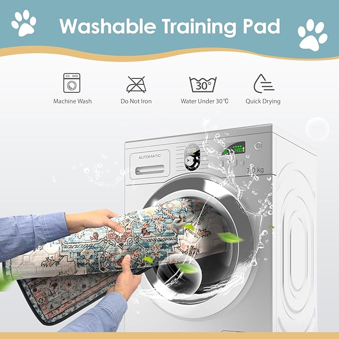 Washable Pee Pad for Dogs 2 Pack, 36" x 36" Reusable Puppy Pads Waterproof Dog Rugs, Super Absorbent, Leakproof, Dog Crate Pad, Playpen Mat, Whelping Pads, Blue Medallion