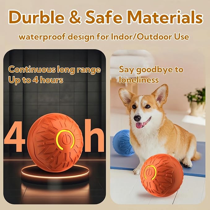Interactive Dog Toys Dog Balls,Durable Motion Activated Automatic Rolling Ball Toys for/Small/Medium Dogs（Blue