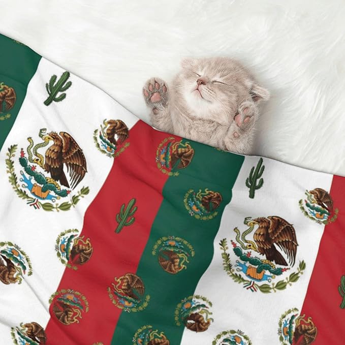 Pet Blanket for Couches and Beds, Mexican Flag, Reversible Double Sided Plush Design with Soft Bumpy Texture and Smooth Surface, Furniture Protector