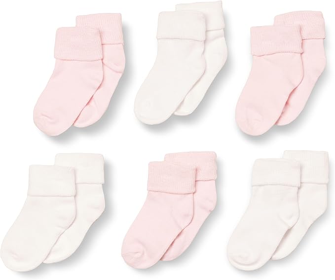 Amazon Essentials Baby Socks, Unisex, Turn Cuff, 6 Pairs