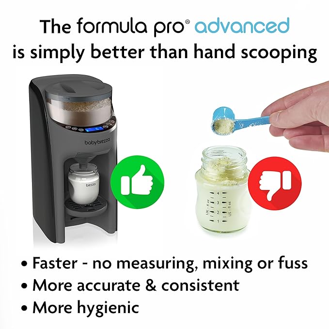 Baby Brezza New and Improved Formula Pro Advanced Formula Dispenser Machine - Automatically Mix a Warm Formula Bottle Instantly - Easily Make Bottle with Automatic Powder Blending, Charcoal