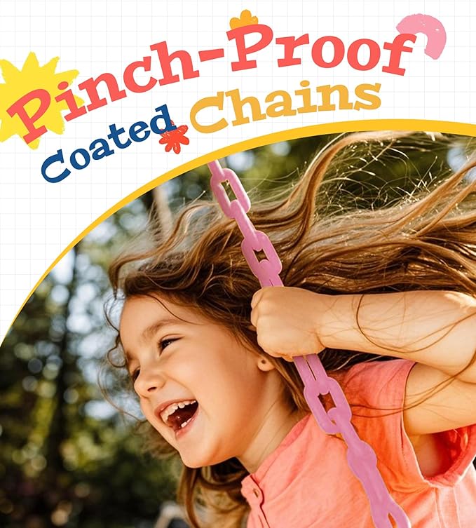 2 Pack Heavy Duty Swing Seats with 66" Rust-Resistant Chains, Swing Set Accessories Replacement with Quick Links, Kids Swings Supports 330 lbs for Outdoor Playground Trees, Pink