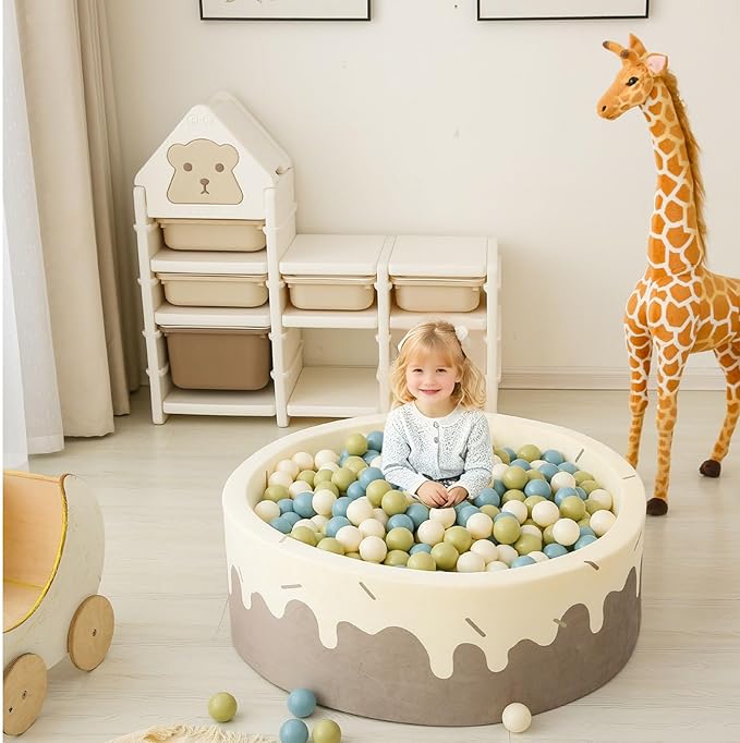 GOGOSO Balls for Ball Pit - Plastic Ball for Toddlers 1-3, Baby Kids Ball Pool Decoration,Creamy Green+Creamy Blue+ Soft White,200pcs