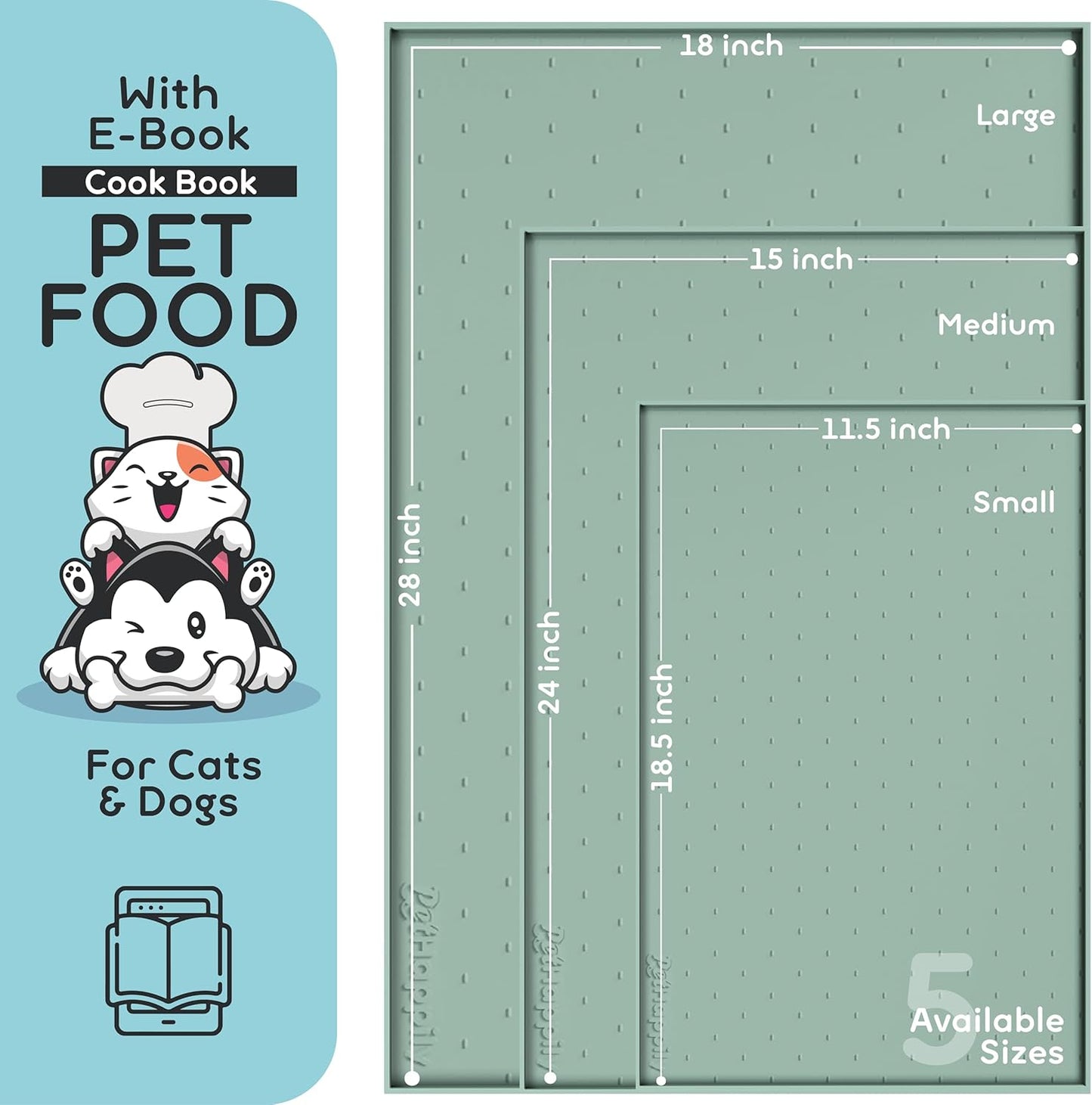 Dog Food Mat - 24x15 Raised Edges Dogs Mat for Food and Water Prevent Spill, Waterproof Cat Food Mats Protect Floors, Easy Clean Dog Bowl Mats for Food and Water, Silicone Pet Feeding Placemats