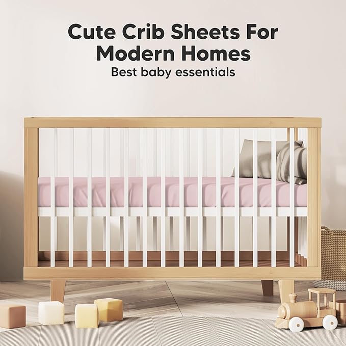 KeaBabies 2-Pack Organic Crib Sheets for Boys, Girls - 52x28 Fitted Crib Mattress Sheet Neutral, Breathable Jersey Cotton Cover for Baby Bed, Toddler Mattress, Soft & Cute Prints (Beach Day)