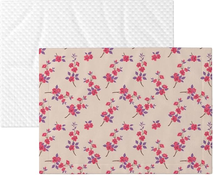 Double Sided Plush Pet Blanket with Cozy Dot Texture and Smooth Reverse, Cherry Flower Seamless Flowers Pattern, Reversible Throw for Dogs Cats on Couches Beds Crates