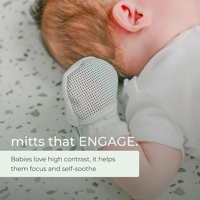 Goumi Baby Mitts, Anti-Scratch Newborn Mittens, Soft Stay-On Mitts, Succulent 3-6 Months