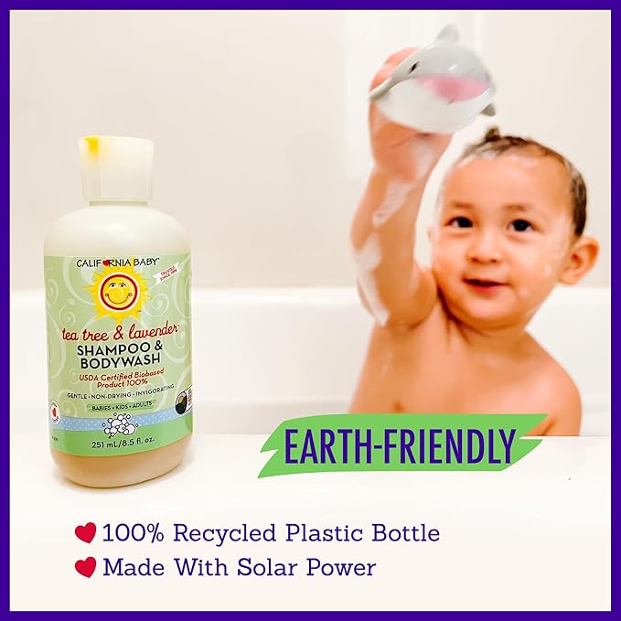 California Baby Tea Tree & Lavender Baby Shampoo And Body Wash - Allergy Tested Baby Soap and Toddler Shampoo, for Dry, Sensitive Skin, 100% Plant-Based - USDA Certified, 251 mL / 8.5 fl. oz.