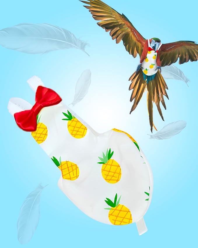 UKJENT Bird Diaper Protective Parrot Nappy - 4 Pack, Reusable Flight Suit with Waterproof Inner Layer, Washable Cute Urine Wet Suit for Cockatiel Monk Parakeet Sun Parakeet Lory(M)