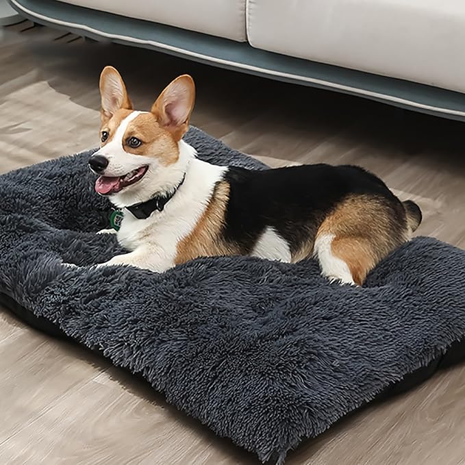 Dog Crate Mat, Dog Bed for Large Dogs, Comfy Fluffy Kennel Pad Anti-Slip for Dog beds & Furniture, Quilted Dog Bed for Pets for Medium/Small Dogs Cats (Color : Gray 1, Size : 20x14.9)
