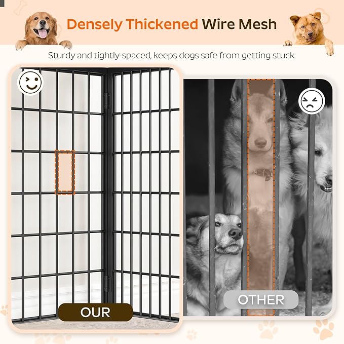 Foldable Dog Crate Furniture, Dog Crate with DIY Frame, Heavy Duty Dog Kennel Indoor with Hooks, Wooden Dog Cage End Table, for Small/Medium Dogs, Greige DC95BG