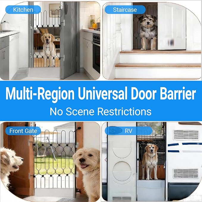 28.4 inch Retractable Pet Door, Adjustable Metal Gate, Front Door Safety Dog Door, RV Retractable Pet Door, Doorway