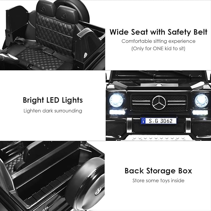 Costzon Ride on Car, Licensed Mercedes-Benz Maybach, 12V Battery Powered Vehicle Toy w/ 2 Motors, Remote Control, 3 Speeds, Lights, Horn, Music, Aux, Storage, Truck, Electric Car for Kids (Black)