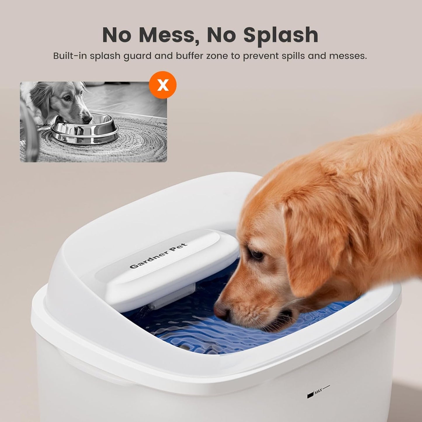 Gardner Pet Dog Water Fountain for Large Dogs, 8L/2.1Gal Large Capacity Automatic Dog Water Bowl Dispenser with Vortex Circulation, UV&Maifan Stone Filter, Splash-Proof, Quiet Cat & Dog Water Bowl