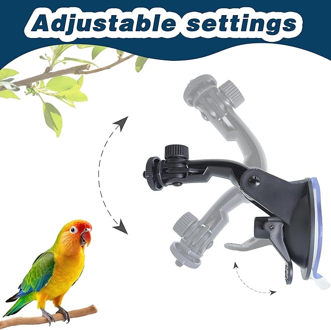 Bird Perch Stand 2 PCS, Parrot Perch Stand with Strong Suction Cup, Movable Perch Stand Bird Training Set, for Window Mirror Shower Bathroom Ceramic Tiles, for Cockatoo, Macaw, Parakeet