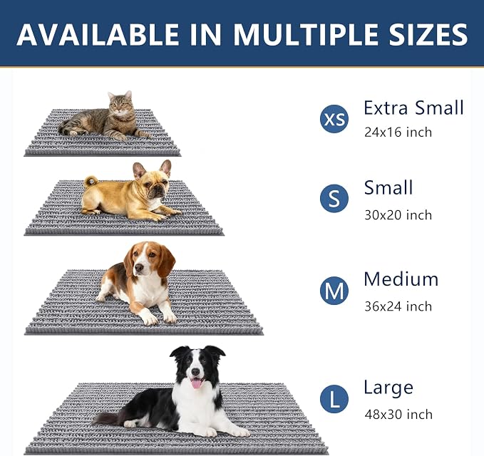 Smiry Dog Door Mat for Muddy Paws 48x30, Absorbent Dirt Trapper, Non-Slip